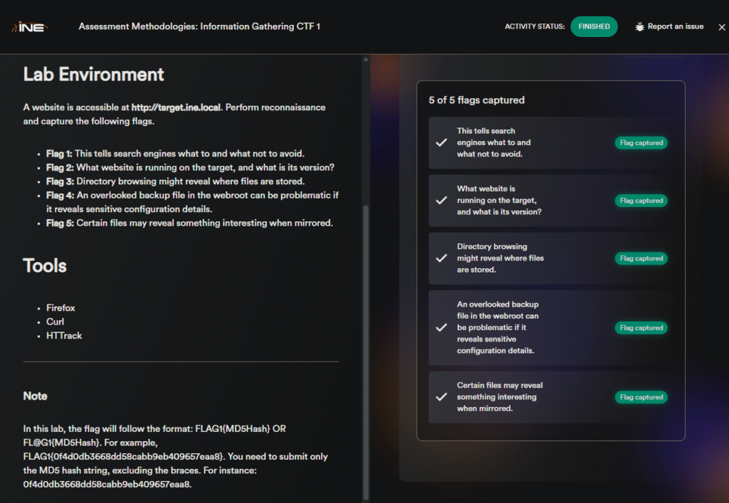 Assessment Methodologies Information Gathering CTF 1 Assessment Methodologies: Information Gathering CTF 1 — eJPTv2 Walkthrough