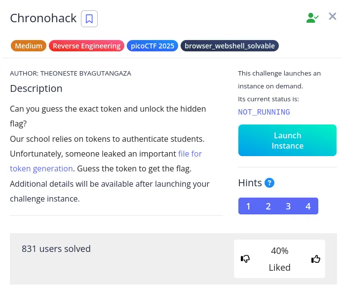 Chronohack — PicoCTF WriteUP - Reverse Engineering Chronohack — PicoCTF WriteUP | Reverse Engineering