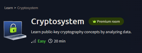 CryptoSystem CryptoSystem— TryHackMe Walkthrough