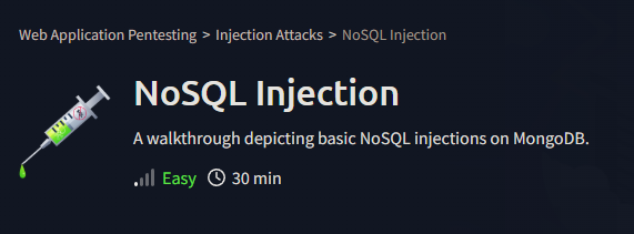 NoSQL Injection NoSQL Injection — TryHackMe Walkthrough