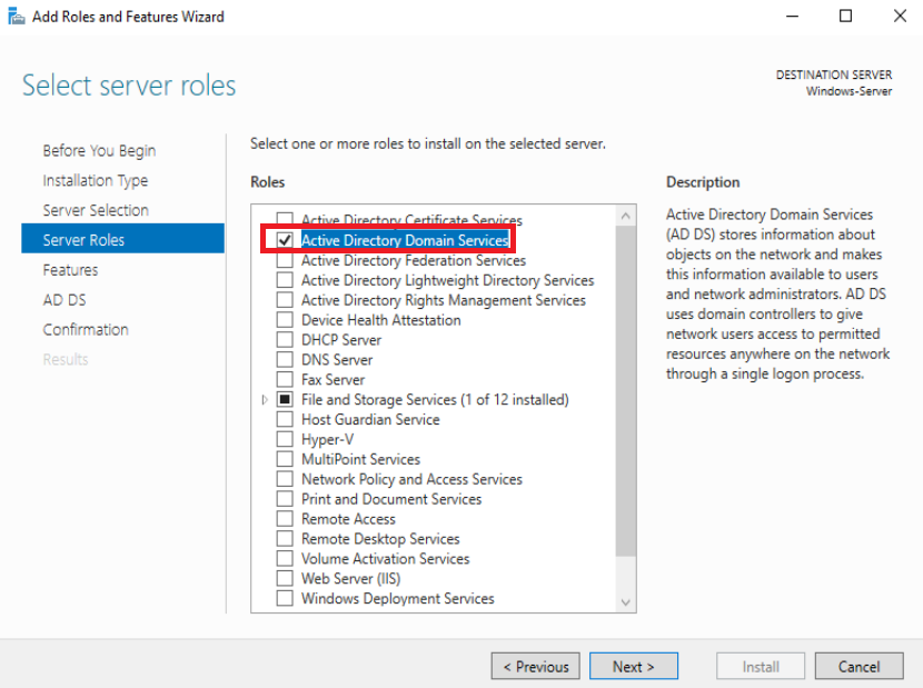 Set up Windows Server 2016 as a Domain Controller (DC)