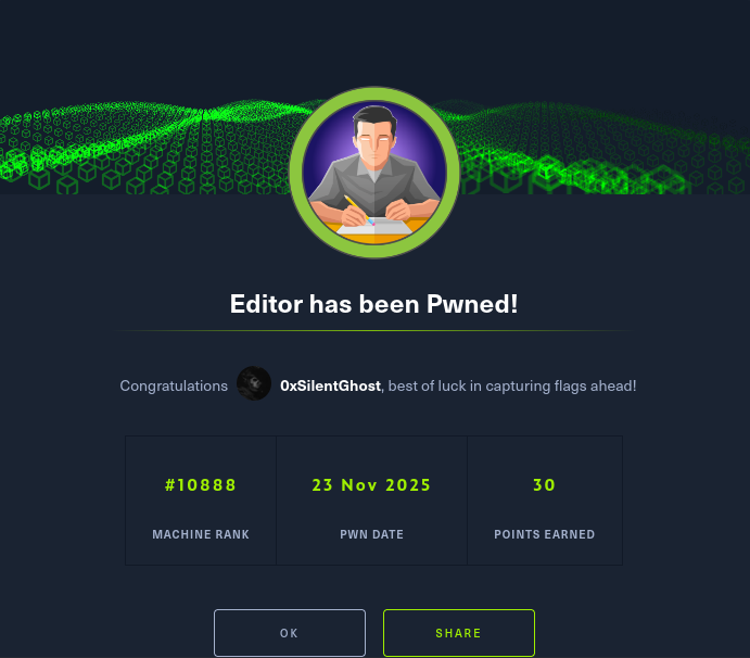 Editor HTB Machine - Walkthrough Editor HTB Machine